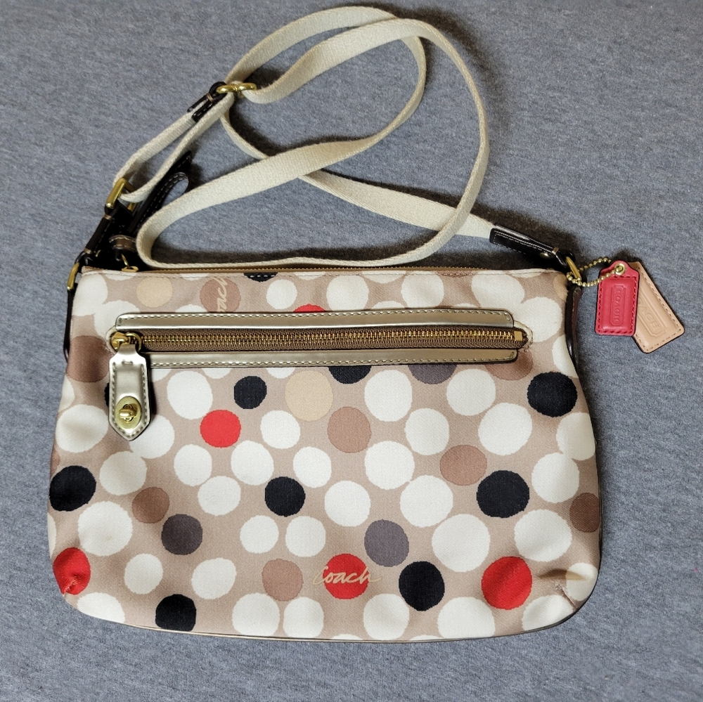 Coach Sateen Poppy Watercolor Dot Crossbody - Picture 9 of 12